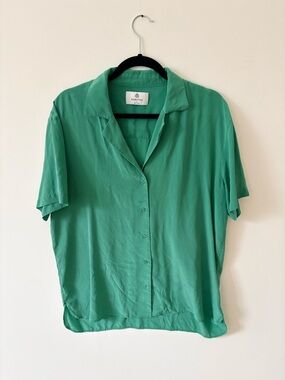 Babaton Green Short-Sleeve Button Down Shirt